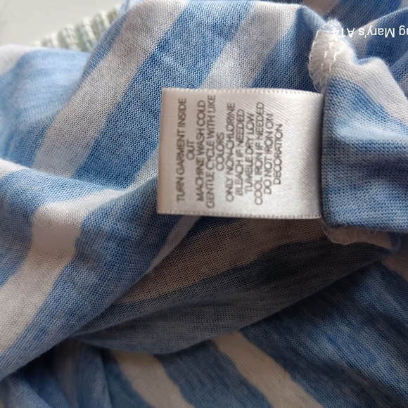 Christopher & Banks Blue and White Striped Short Sleeve Tee XL - Picture 7 of 8